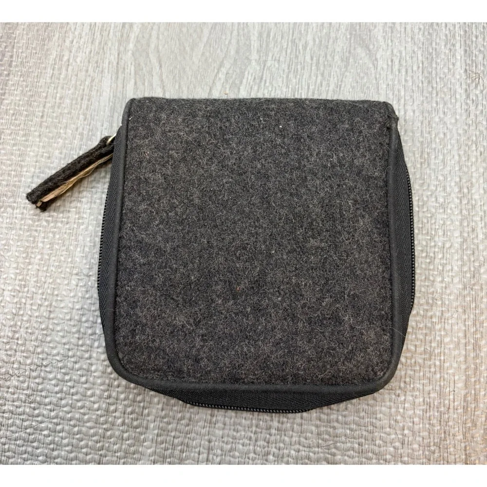 Y2K American Eagle Charcoal Wool Felt Utility Crossbody Bag‎ Zip Wallet Set